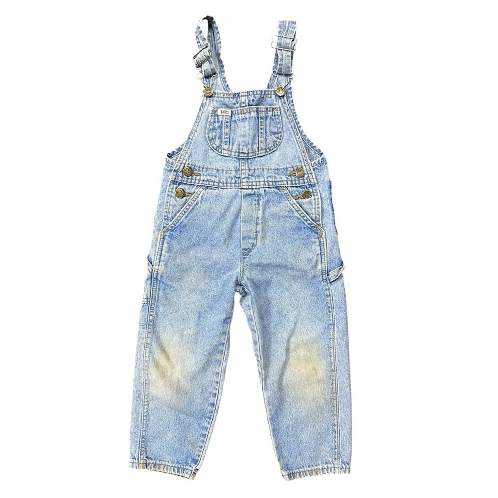 VTG 90s LEE World Class Blue Denim Overalls Size 4T Cotton Made In USA